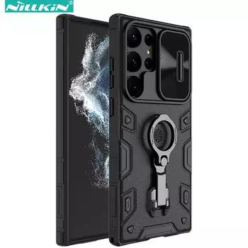 Чехол Nillkin для Samsung Galaxy S23 Ultra, с выдвижной крышкой для камеры и подставкой, противоударный защитный чехол для всего тела