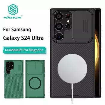 Чехол Nillkin для Samsung Galaxy S24 Ultra, магнитный чехол CamShield Pro, защитный чехол для камеры Samsung Galaxy S24 Ultra чёрный