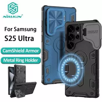 Чехол NILLKIN для Samsung Galaxy S25 Ultra с защитой от царапин CamShield Armor Prop, магнитная задняя крышка для защиты камеры Samsung S25 Ultra чёрный