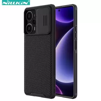 Чехол Nillkin для Xiaomi Poco F5 Pro/F5/X5 Pro, улучшенные противоударные чехлы премиум-класса для телефонов с выдвижной крышкой для камеры for Poco F5 Pro чёрный