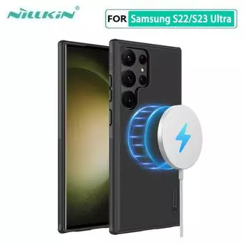 Чехол Nillkin Frosted Shield Pro для Samsung Galaxy S22 S23 Ultra, магнитная жесткая задняя крышка из ПК для Samsung S23 Plus + чехол Samsung Galaxy S23 Ultra чёрный