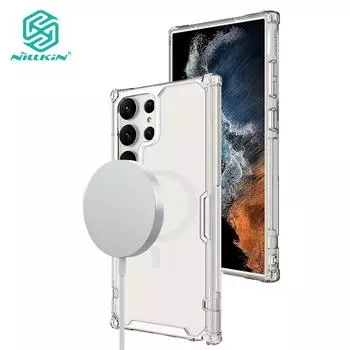 Чехол Nillkin Nature Pro для Samsung Galaxy S23 Ultra, магнитный, ультратонкий, роскошный, мягкий, из ТПУ, прозрачная подушка безопасности, противоударная задняя крышка Samsung Galaxy S23 Ultra белый