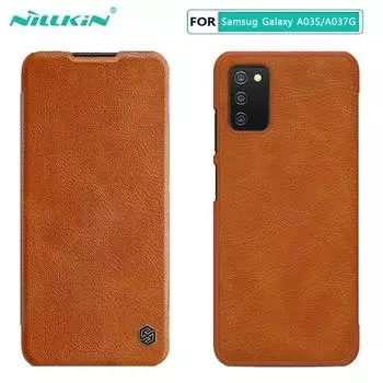 Чехол NILLKIN Qin Series для Samsung Galaxy A03S, чехол-кошелек из искусственной кожи с подставкой для телефона Samsung A037G, чехол Samsung A03S чёрный