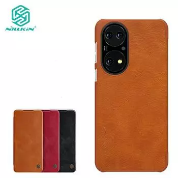 Чехол Nillkin Qin Series для телефона Huawei P50 с откидной крышкой, универсальный противоударный защитный чехол на 360° со встроенным слотом для банковской карты чёрный