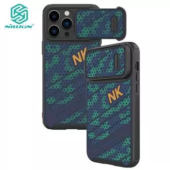 Чехол NILLKIN Striker S для iPhone 14 Pro Max, пружинный слайд-камера с сотовой текстурой, противоударная задняя крышка