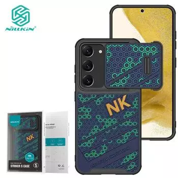 Чехол NILLKIN Striker S для Samsung Galaxy S23 Plus, весенний чехол для телефона, слайдер для камеры, противоударная задняя крышка с сотовой текстурой Samsung S23 Plus зелёный/синий