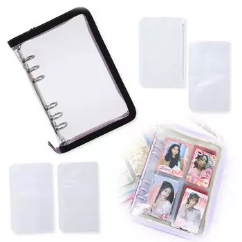 Чехол Noalife Axta Case Oshikatsu Goods Axta Case Oshikatsu Storage Carrying File Case 6 Ring Zipper Case Refill Instax Album Instax Book Refill (Черный/Фиолетовый