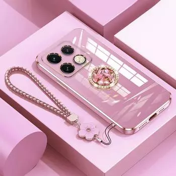 Чехол Note40 pro+ с ремешком, роскошный чехол с держателем бриллиантов для Infinix Note 30 40 pro plus Hot 40 30i Zero30, чехол-подставка с кольцом Note40&Case & Holder бежевый