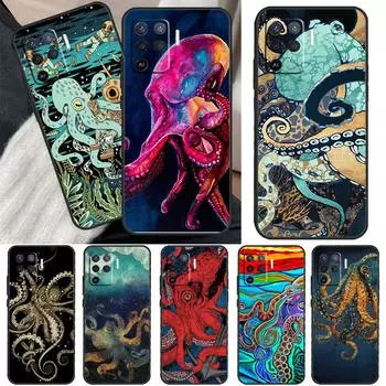Чехол Octopus Ocean Aesthetic для OPPO Find X3 X5 Pro A9 A5 A31 2020 A15 A16 A52 A72 A1K A83 A91 A54 A74 A94 A53S OPPO A31 2020