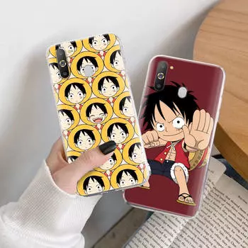 Чехол One Piece Luffy Monkey TPU для iPhone XR 7 8 14 15 11 12 13 X XS Pro Max Xiaomi Redmi 13C Note 9 Samsung A22 S23 S24 Ultra Plus VIVO Samsung A11 аэро