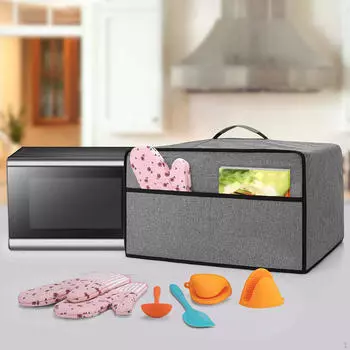 Чехол от пыли для микроволновой печи, тканевый с передним карманом, портативный, защитный, микроволновая печь