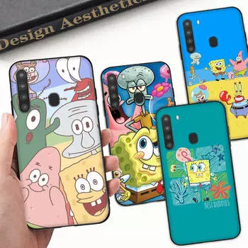 Чехол PB13 SpongebobBlack Sofe для Xiaomi Poco X6 X4 M5 M6 F5 F6 C65 C55 C50 C51 C40 Pro Redmi 14C A3X 13C 12C 11T 10A 9C Note 7 6 8A Plus Redmi Note 12S гагат