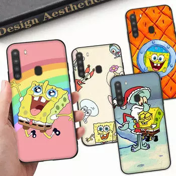 Чехол PB8 SpongeBob CartoonBlack Sofe для Xiaomi Poco X6 X4 M5 M6 F5 F6 C65 C55 C50 C51 C40 Pro Redmi 14C A3X 13C 12C 11T 10A 9C Note 7 6 8A Plus Redmi S2 бездна