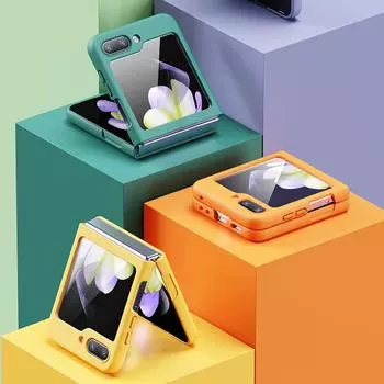 Чехол PC Skin Feel для Samsung Galaxy Z Flip 6 5 4 3 5G Flip 6 Flip 5, комплект из 2 предметов, защитный противоударный чехол Flip4 с защитой от царапин For Samsung Z Flip3 жёлтый