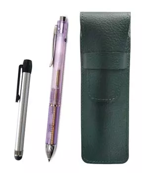 Чехол-пенал из зернистой кожи Moss Green Metal Touch Bar Silver и 3 Mecha Japan Clear Set Purple SASMG-ALST-CL3M-V