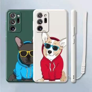 Чехол Pet French Bulldog для Samsung Galaxy Note 20 Ultra 10 Plus 8 9 Liquid Silicone S22 S20 S21 FE 5G Soft Phone Cover Samsung Note 8