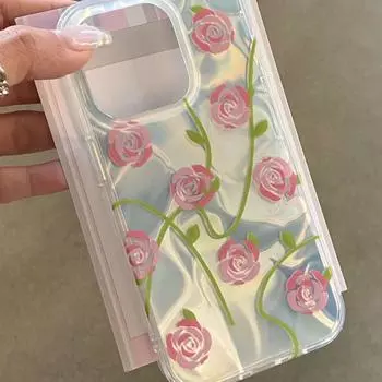 Чехол Pink Rose Water Ripple — совместим с Apple 15/14/13/12/11/PRO/PROMAX/XSMAX/XR/XS. Apple 12PRO