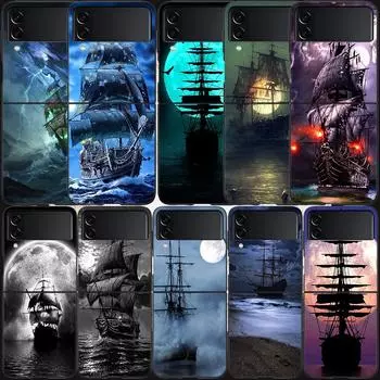Чехол Pirate Ship Adventure для Samsung Galaxy Z Flip 3 Flip 5 4 5G, черный, жесткий чехол для мобильного телефона Samsung Z Flip 5 5G, роскошный ПК. Samsung Z Flip 5 5G