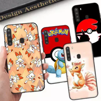 Чехол PK12 Pokemon Cartoon Black Sofe для Samsung Note 20 Lite S24 Ultra S23 A03 A05 A06 A11 A71 A15 A16 A13 A24 A25 A33 A52 A53 A50 M55 M35 Plus Samsung A05 эбеновый