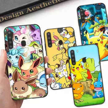 Чехол PK18 PokemonBlack Sofe для Xiaomi Poco X6 X4 M5 M6 F5 F6 C65 C55 C50 C51 C40 Pro Redmi 14C A3X 13C 12C 11T 10A 9C Note 7 6 8A Plus Xiaomi Poco F3 GT гагат