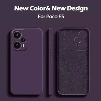 Чехол Poco F5 pro PocoF5 квадратный жидкий силиконовый защитный чехол для объектива камеры мягкий чехол для Xiaomi Poco F5 Poco F 5 PocoF5 чехлы для телефонов Poco F5 сливовый