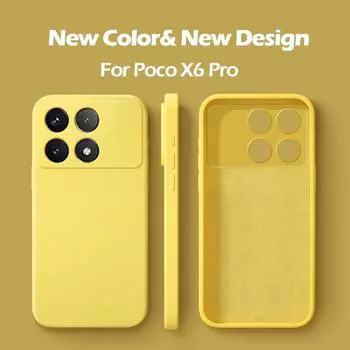 Чехол Poco X6 Pro 5G, квадратный жидкий силиконовый чехол для телефона Xiaomi Poco X6 Pro Poco X 6 Pro X6Pro Pocox6 Pro 5G, мягкий чехол, Funda For Poco X6 Pro белый