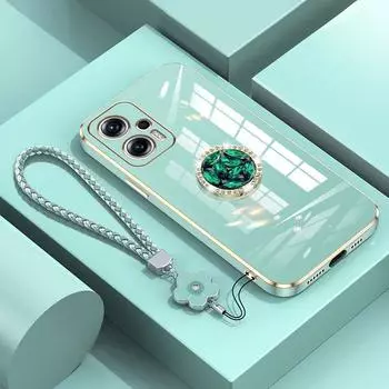 Чехол POCOF5 с ремешком, роскошный чехол с бриллиантовым держателем для Xiaomi poco F5 F5pro X5 X4 Pro 5G F3 F4, чехлы-чехлы POCO F 5, подставка-кольцо poco F5&Case & Holder бежевый