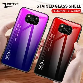 Чехол PocoX3 с градиентом из закаленного стекла для Xiaomi POCO X3 NFC F2 F3 F4 GT Xiomi Pocophone X4 X5 Pro 5G, чехлы для телефонов POCO X3 чёрный