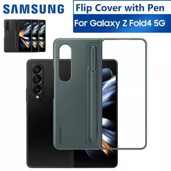 Чехол-подставка для Samsung Galaxy Z Fold4 Fold 4 с S-Pen, полный защитный чехол для телефона со съемным держателем для ручки чёрный