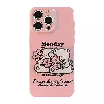 Чехол-подставка для телефона Flower Bear Viscose, совместимый и подходящий для iPhone15 14 13/12/11promax/xsmax/xr 7/8plusSE XR