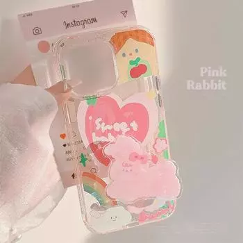 Чехол-подставка для телефона Graffiti Love Pink Rabbit 15promax