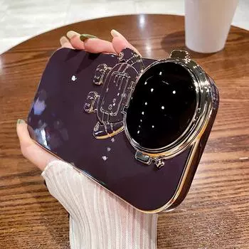 Чехол-подставка для телефона с 3d рисунком астронавта для Iphone 14 13 12 11 Pro Max 14 Plus 14pro 11, прозрачный держатель с покрытием, задняя крышка For iPhone 12