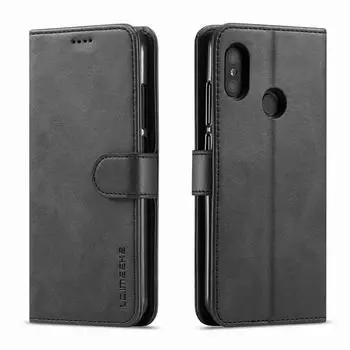 Чехол-подставка для Xiaomi Mi A2 Lite, откидная крышка, роскошный магнитный кошелек, простые кожаные чехлы для телефонов на Xiomi Mi A 2 MiA2 Mia2lite Coque For MI A2 чёрный