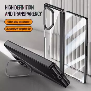 Чехол-подставка для защиты объектива, магнитный чехол для телефона Samsung Galaxy Z Fold 6 5G Magsafe, гальванизированный шарнир, прозрачное металлическое кольцо-держатель Samsung Z Fold 6