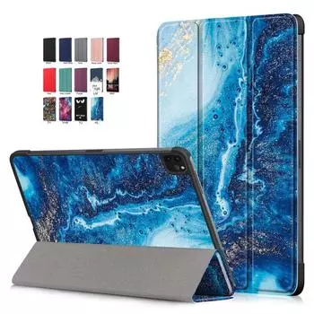 Чехол-подставка из кожи Trifold Hard Smart Cover для iPad Pro 11 дюймов 2024 года, складной магнитный держатель 5-го поколения с рисунком For iPad Pro 11 2024 красный