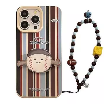 Чехол-подставка с цепочкой и липкой цепочкой, совместим с iPhone 16, 15, 14, 13/12, promax, цветная полоса 16promax