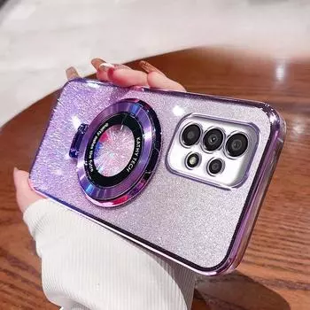 Чехол-подставка с градиентным блеском для Samsung Galaxy A16 A06 A26 A36 A56 A15 A14 A25 A24 A23 A35 A34 A32 A22 A52 A72 A54 Мягкий чехол A06 чёрный