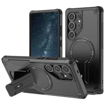 Чехол-подставка с кронштейном для Samsung Galaxy S25 Ultra S24 Plus A56 A16 A36 A55 A35 A15 A54 A14 с беспроводной зарядкой и чехлом для телефона for Galaxy S25 чёрный