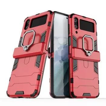 Чехол-подставка с металлическим кольцом для Samsung Galaxy Z Flip4 5g Flip 4 Zflip4, чехол с точным вырезом и защитой от падения для Samsung Z Flip4 for Samsung Z Flip 4 красный