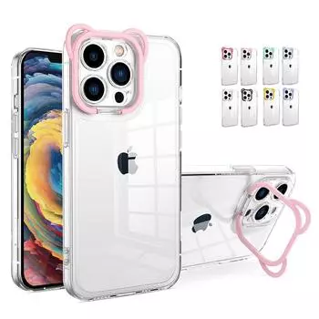 Чехол-подставка с милыми мультяшными медвежьими ушками для Iphone 13 11 12 Pro Max Xs Xr X 8 7 Plus, прозрачный противоударный чехол с невидимой подставкой, Fundas For 7 Plus or 8 Plus белый