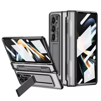 Чехол-подставка с прозрачным покрытием для Samsung Galaxy Z Fold 6, 5, 4, 3, с сенсорной ручкой, защитой на 360 градусов и противоударным покрытием For Galaxy Z Fold 4