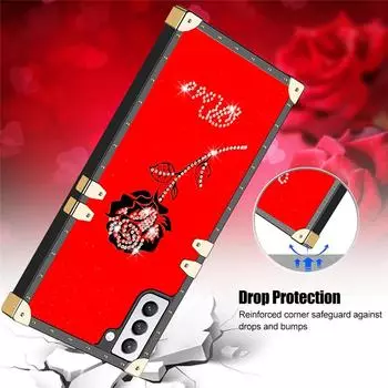 Чехол-подставка с розой для Samsung Galaxy S22 S21 S20 FE Lite S10 E S9 S8 Note 9 10 20 Ultra Plus A73 A53 A33 A23 A13 A72 A52, чехол для телефона с кольцом Samsung S8 белый