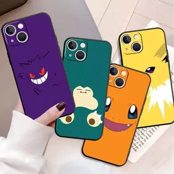 Чехол Pokemon Gengar Pikachu Funda для Apple iPhone 14 11 13 7 12 Pro 7 XR XS Max 8 Plus 6 14Pro черный мягкий чехол для телефона iPhone 14 Pro Max