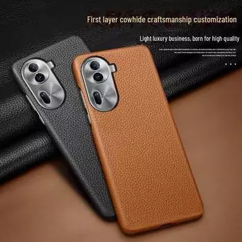 Чехол-получечник из натуральной кожи с узором личи для OPPO Reno11/Reno11Pro Reno10 Pro+