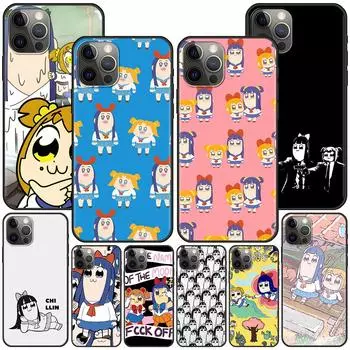 Чехол Pop Team Cute Pipi для Apple Iphone 14 11 13 Mini 12 Pro Max Xr 7 8 + Se 2020 Xs 6 6s Plus 5 5S, черный силиконовый чехол для телефона iPhone 11