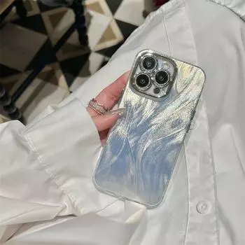 Чехол премиум-класса с цветным градиентом и перьями для iPhone 15 Pro Max 14 13 12 Pro 11 Чехлы «все включено» с блестящей пленкой для линз iPhone 15 Pro Max