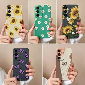 Чехол Pretty Butterfly для Samsung A56 A16 A26 S25 Plus S25Ultra A05S F14 A05 A36 Beautiful Daisy Liquid Silicone Soft Anti Slip For Samsung Shell Capa Samsung S25 5G