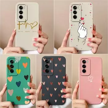 Чехол Pretty Love Heart для Oppo Realme C61 Narzo N63 C63 C 61 Reno12 Pro F 12f, чехлы для телефонов, матовый жидкий силиконовый противоударный корпус-бампер с защитой от падений Oppo Reno12 5G