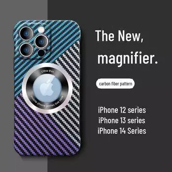 Чехол-присоска из углеродного волокна с магнитной фиксацией для iPhone 16 Pro без рамки, подходит для iPhone 12/13 iPhone16
