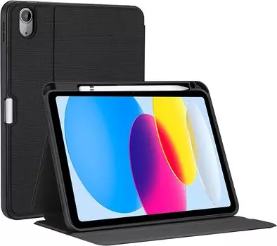 Чехол ProCase для iPad 10-го поколения, дюймов, 2022 г., противоударный, вертикальная и горизонтальная подставка, поддерживает автоматический режим сна 10,9 (черный)